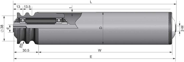 ML2260 double groove “O” roller roller with internal thread